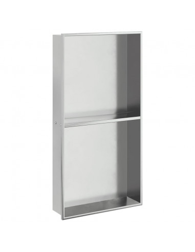 Nicchia per Doccia Argento Spazzolato 32x62x9cm in Acciaio Inox