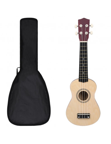 Set Ukulele Soprano con Borsa per Bambini Legno Naturale 21"