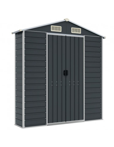 Capanno da Giardino Antracite 191x130x198 cm in Acciaio Zincato