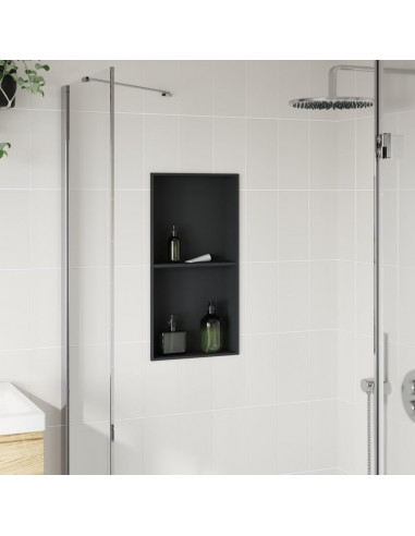 Nicchia per Doccia Nero Opaco 32x62x9cm in Acciaio Inox