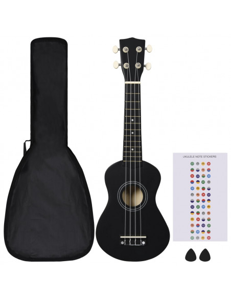 Set Ukulele Soprano con Borsa per Bambini Nera 21"