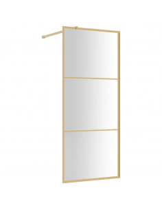 Parete per Doccia Walk-in Vetro Trasparente ESG 90x195 cm Oro 2