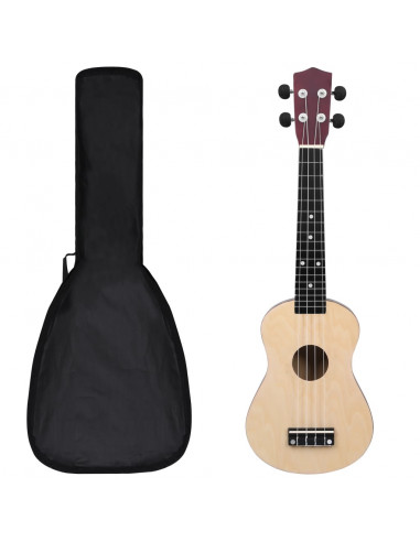 Set Ukulele Soprano con Borsa per Bambini Legno Naturale 23"