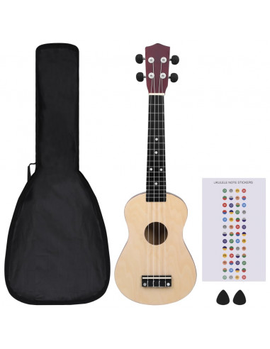 Set Ukulele Soprano con Borsa per Bambini Legno Naturale 23"