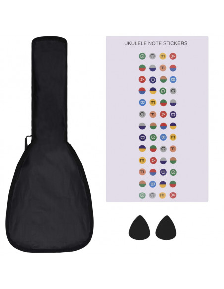 Set Ukulele Soprano con Borsa per Bambini Legno Naturale 23"