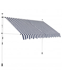 Tenda da Sole Retrattile Manuale 250 cm a Strisce Blu e Bianche 2