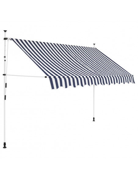 Tenda da Sole Retrattile Manuale 250 cm a Strisce Blu e Bianche