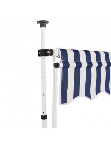 Tenda da Sole Retrattile Manuale 250 cm a Strisce Blu e Bianche