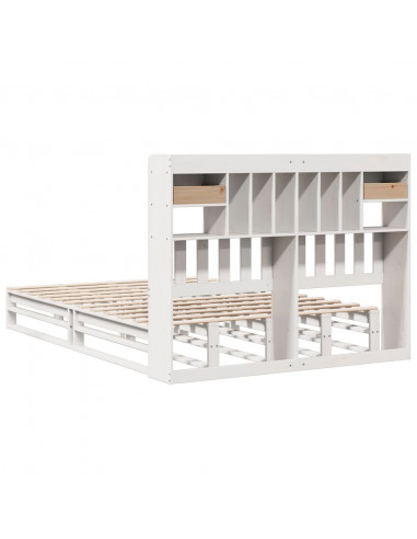 Letto Libreria senza Materasso Bianco 140x190 cm Legno di Pino