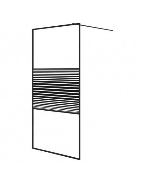 Parete Doccia Walk in Nero 100x195 cm Vetro Trasparente ESG