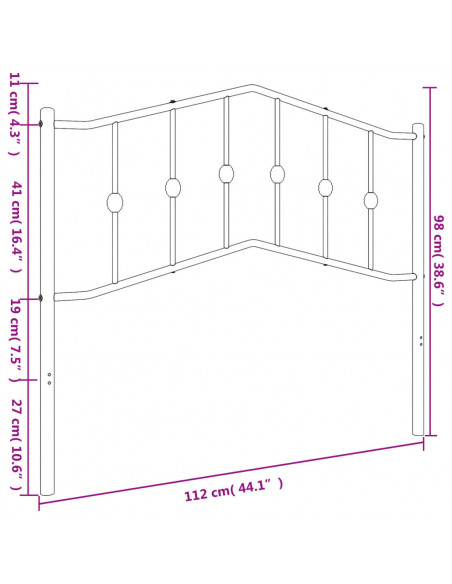 Testiera in Metallo Bianco 107 cm
