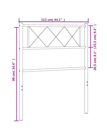 Testiera in Metallo Bianco 107 cm