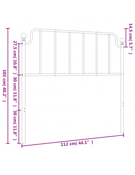 Testiera in Metallo Bianco 107 cm