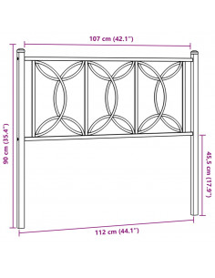 Testiera in Metallo Bianco 107 cm