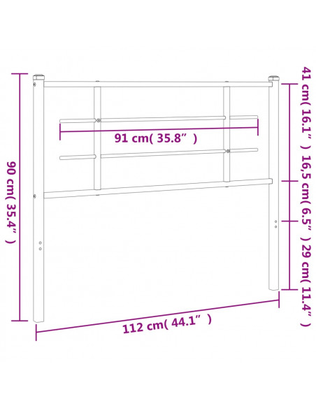 Testiera in Metallo Bianco 107 cm