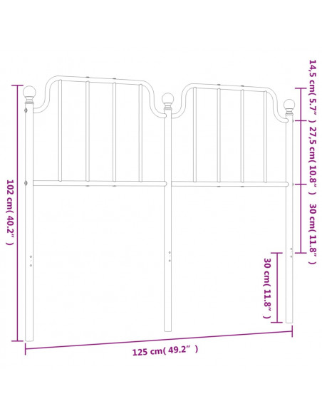 Testiera in Metallo Bianco 120 cm