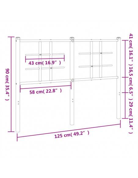 Testiera in Metallo Bianco 120 cm