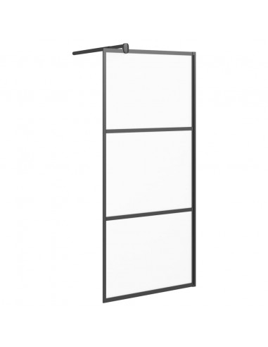 Parete Doccia Walk in 80x195 cm in Vetro Smerigliato ESG Nero