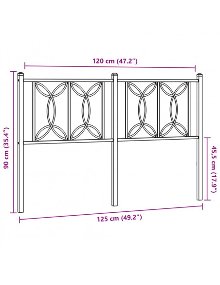 Testiera in Metallo Bianco 120 cm
