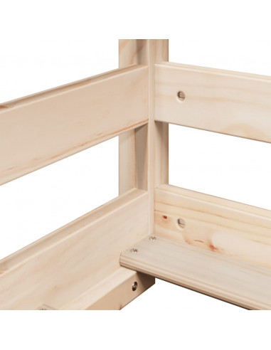 Letto a Castello con Tetto 75x190 cm in Legno Massello di Pino