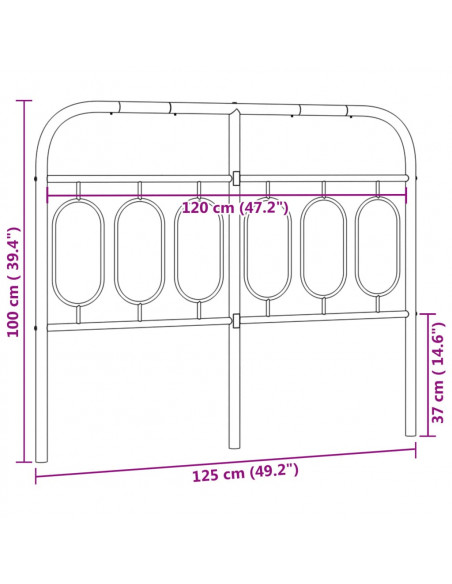 Testiera in Metallo Bianco 120 cm