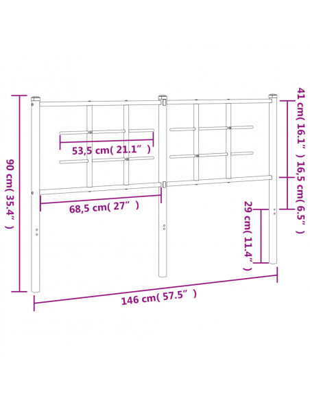 Testiera in Metallo Bianco 140 cm