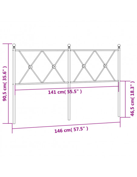 Testiera in Metallo Bianco 140 cm