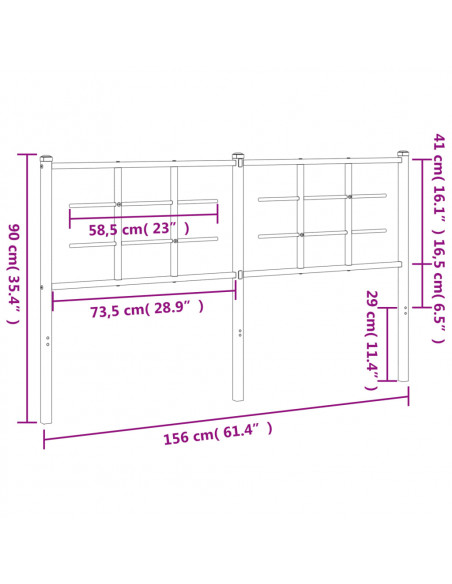 Testiera in Metallo Bianco 150 cm