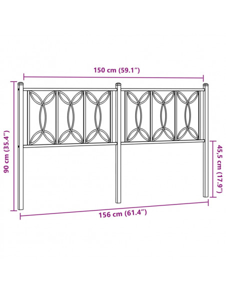 Testiera in Metallo Bianco 150 cm