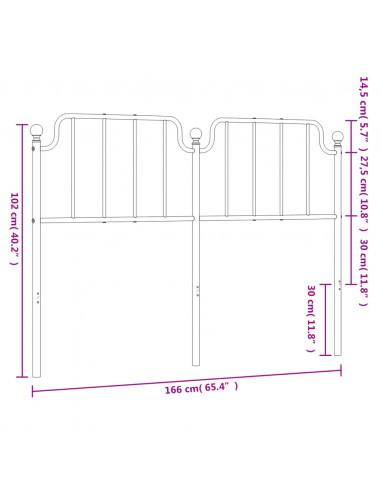 Testiera in Metallo Bianco 160 cm