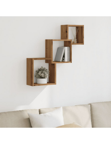 Mensole a Cubo Parete Artigianale 68x15x68 cm Legno Multistrato