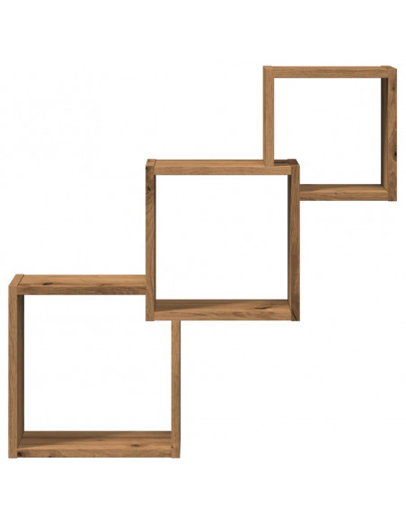 Mensole a Cubo Parete Artigianale 68x15x68 cm Legno Multistrato