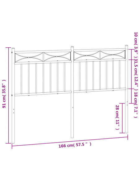 Testiera in Metallo Bianco 160 cm