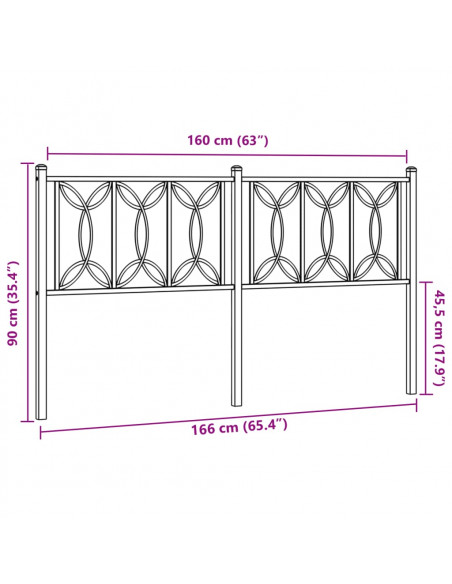 Testiera in Metallo Bianco 160 cm