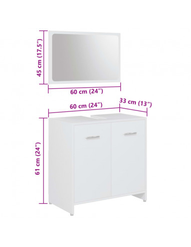 Set Mobili da Bagno 4 pz Bianco in Legno Multistrato