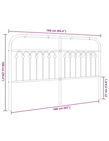 Testiera in Metallo Bianco 160 cm