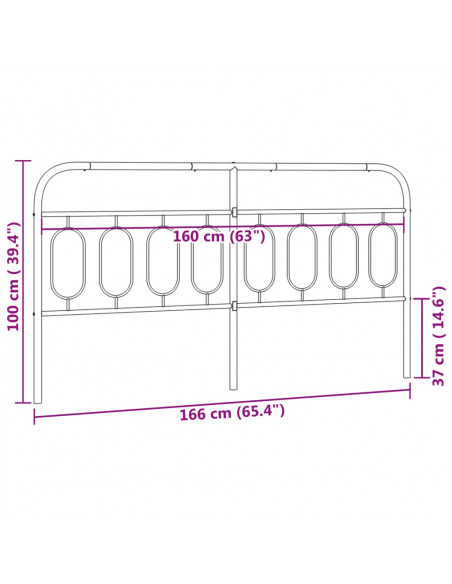 Testiera in Metallo Bianco 160 cm