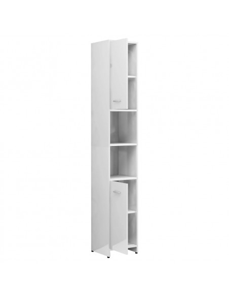 Set Mobili da Bagno 3 pz Bianco Lucido in Truciolato