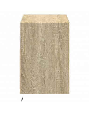 Mobile TV a Parete con Luci LED Rovere Sonoma 80x31x45 cm