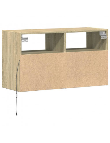 Mobile TV a Parete con Luci LED Rovere Sonoma 80x31x45 cm
