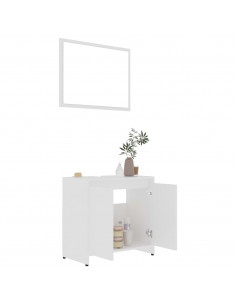 Set Mobili da Bagno 3 pz Bianco in Truciolato 2