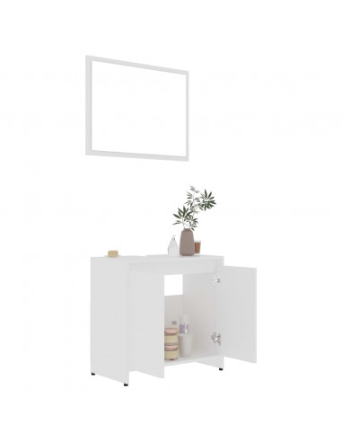 Set Mobili da Bagno 3 pz Bianco in Truciolato