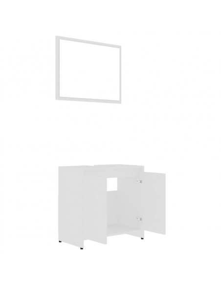 Set Mobili da Bagno 3 pz Bianco in Truciolato