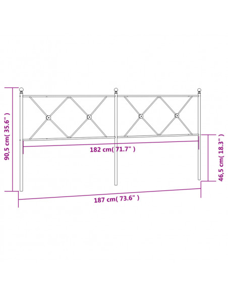 Testiera in Metallo Bianco 180 cm