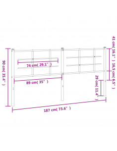 Testiera in Metallo Bianco 180 cm