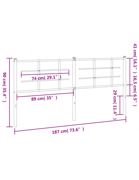 Testiera in Metallo Bianco 180 cm
