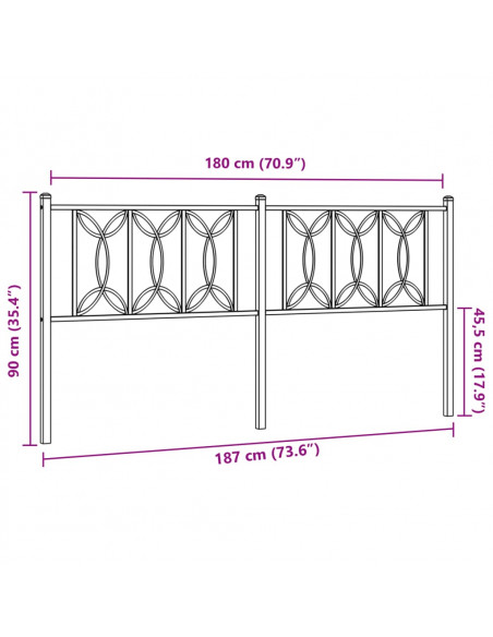 Testiera in Metallo Bianco 180 cm