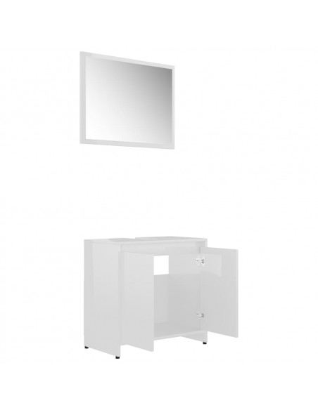 Set Mobili da Bagno 3 pz Bianco Lucido in Truciolato