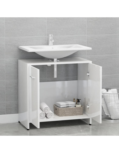 Mobile da Bagno Bianco Lucido 60x33x61 cm in Legno Multistrato