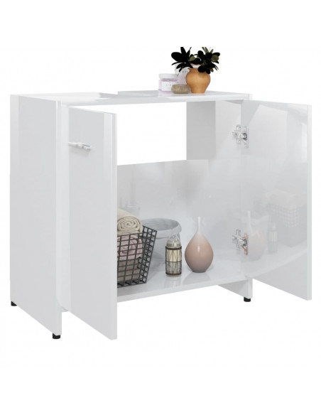 Mobile da Bagno Bianco Lucido 60x33x61 cm in Legno Multistrato